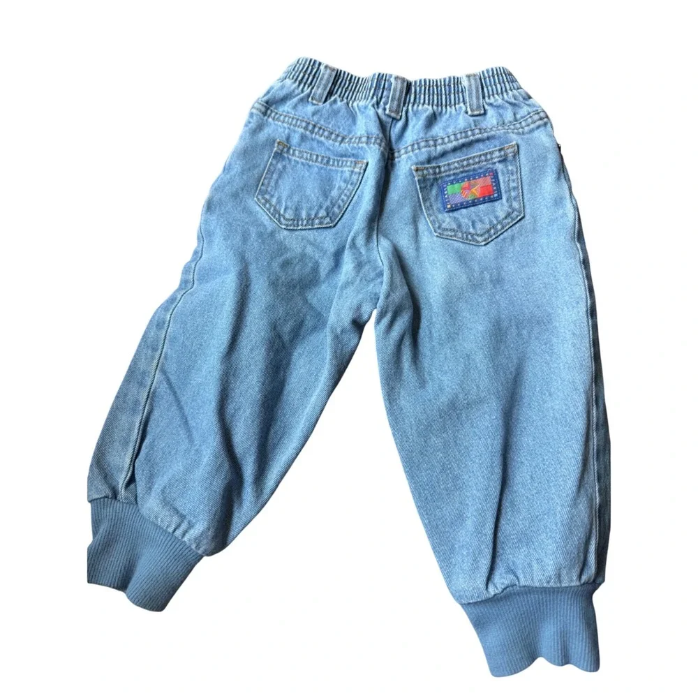 Vintage Gymboree Kids Light Wash Denim Jogger Jeans Snap Leg Blue Size XS